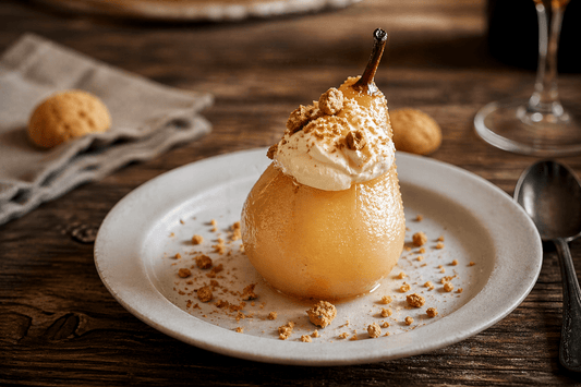 Pere Cotte con Amaretti e Panna - EAST AND WEST