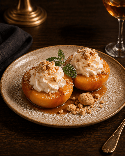 Pesche Ripiene con Panna - EAST AND WEST